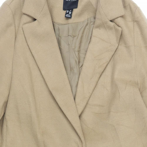New Look Womens Beige Overcoat Coat Size 10 Button