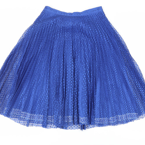 Per Una Womens Blue Polyester Flare Skirt Size 10 Zip - Lined