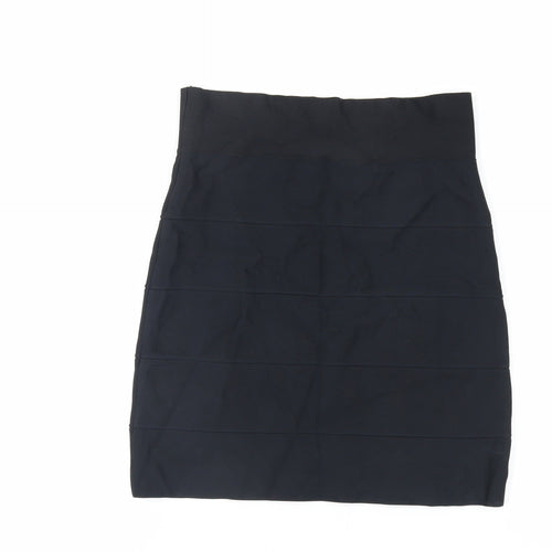 BCBGMAXAZRIA Womens Black Viscose Bandage Skirt Size L - Elasticated Waist