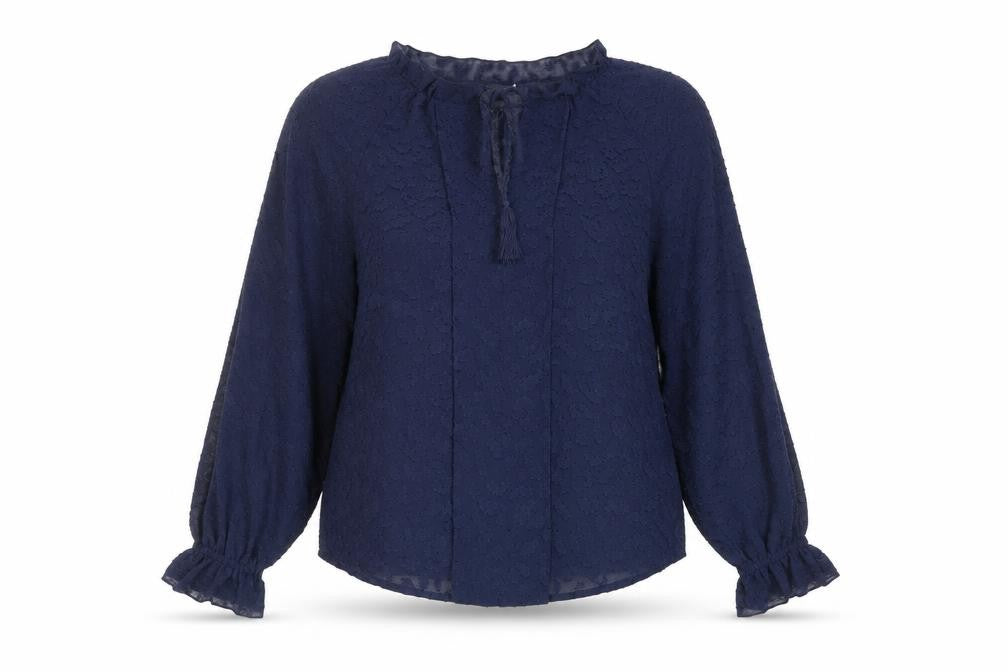 Marks & Spencer Womens Blue Polyester Basic Blouse Size 10 V-Neck - Textured