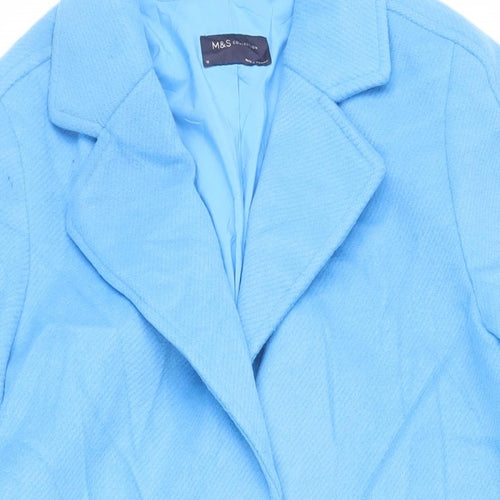 Marks and Spencer Womens Blue Overcoat Coat Size 12 Button