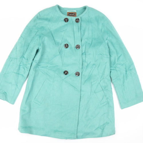 Per Una Womens Green Pea Coat Coat Size 12 Button
