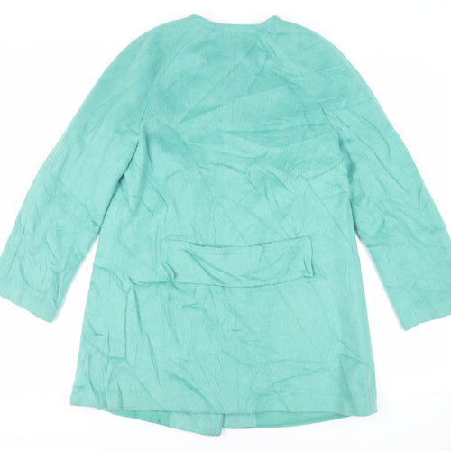Per Una Womens Green Pea Coat Coat Size 12 Button