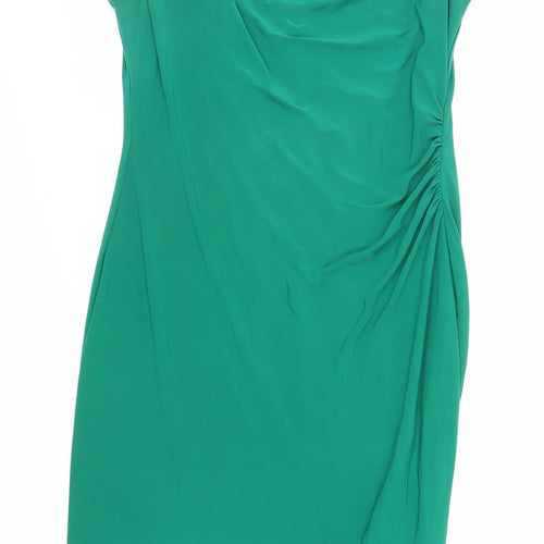 Scarlett Womens Green Polyester Pencil Dress Size 10 Cowl Neck Pullover - Ruched