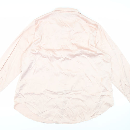 H&M Womens Pink Polyester Basic Button-Up Size XL Collared
