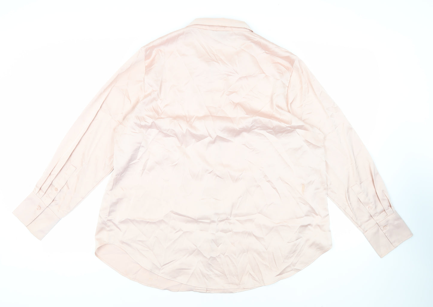 H&M Womens Pink Polyester Basic Button-Up Size XL Collared