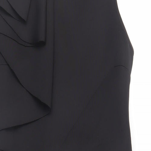 River Island Womens Black Polyester Pencil Dress Size 14 Mock Neck Zip - Peplum