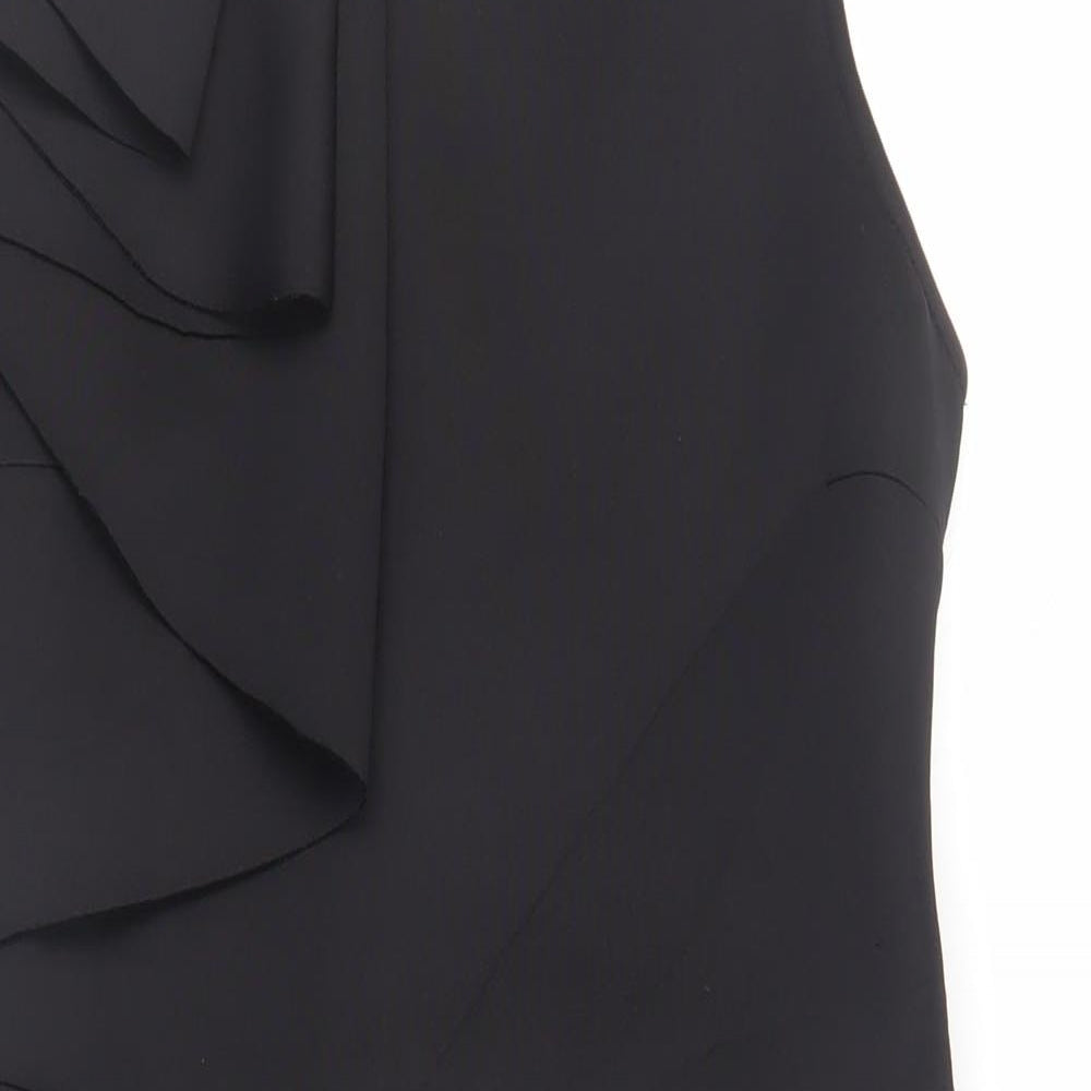 River Island Womens Black Polyester Pencil Dress Size 14 Mock Neck Zip - Peplum