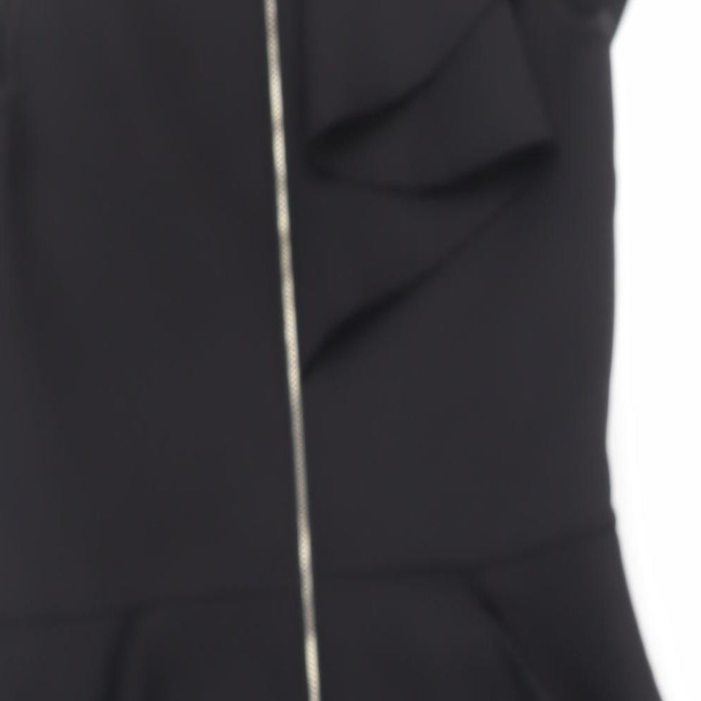 River Island Womens Black Polyester Pencil Dress Size 14 Mock Neck Zip - Peplum