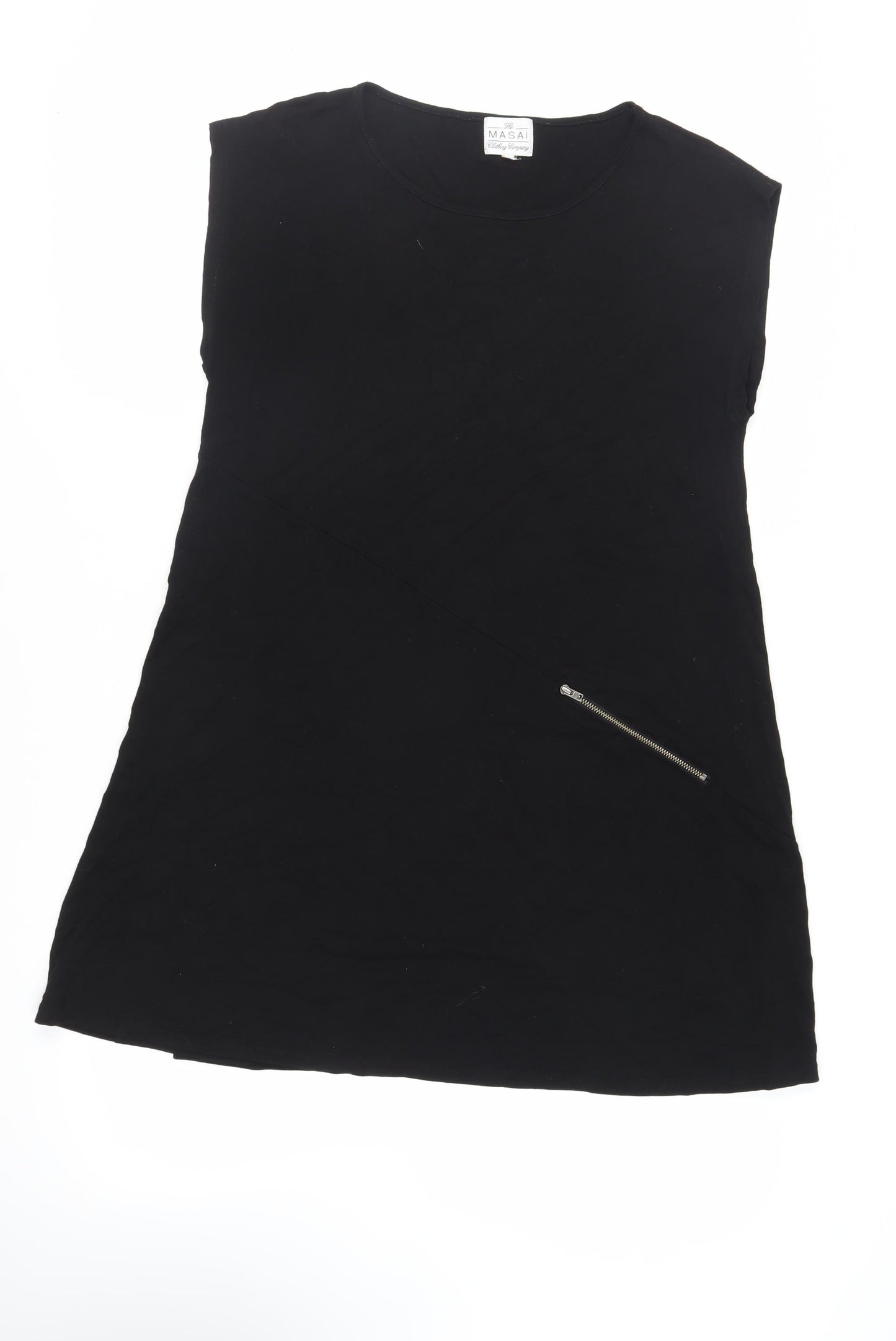 Masai Womens Black Viscose A-Line Size M Boat Neck Pullover