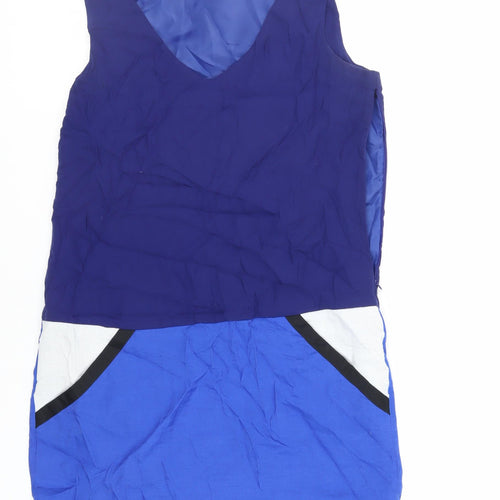Esprit Womens Blue Colourblock Viscose Shift Size 24 V-Neck Zip