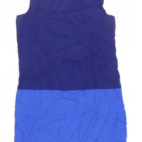 Esprit Womens Blue Colourblock Viscose Shift Size 24 V-Neck Zip