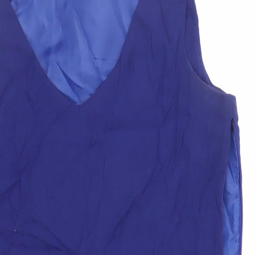 Esprit Womens Blue Colourblock Viscose Shift Size 24 V-Neck Zip