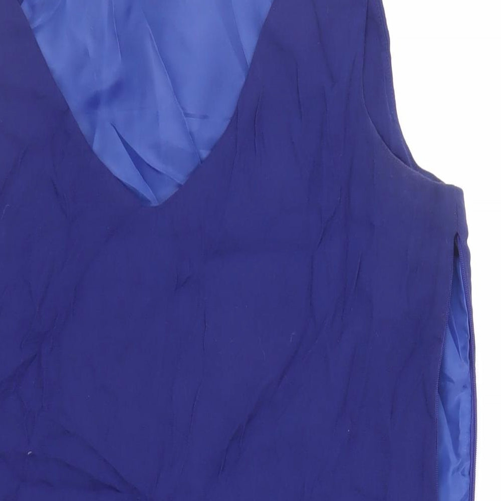 Esprit Womens Blue Colourblock Viscose Shift Size 24 V-Neck Zip