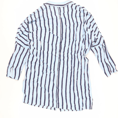 Topshop Womens Blue Striped Viscose Shirt Dress Size 10 Collared
