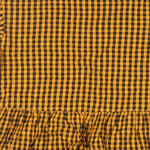 NEXT Girls Orange Gingham Cotton Shirt Dress Size 10 Years Collared Button