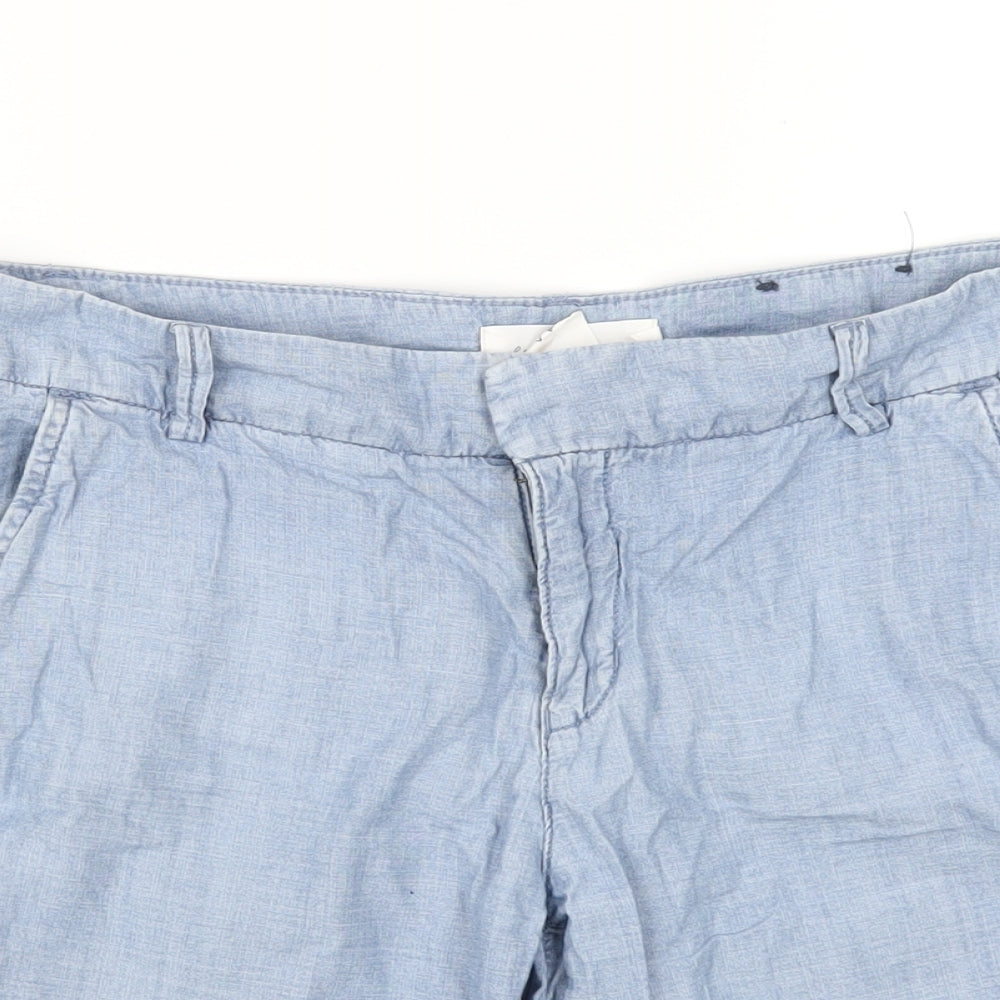 H&M Womens Blue Cotton Basic Shorts Size 10 L7 in Regular Zip