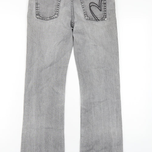 Per Una Womens Grey Cotton Straight Jeans Size 10 L30 in Regular Zip