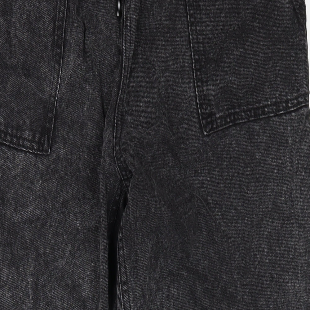 TU Womens Black Cotton Tapered Jeans Size 14 L29 in Regular Drawstring