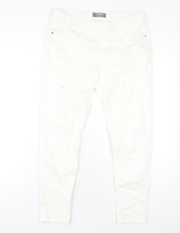 Dorothy Perkins Womens White Cotton Skinny Jeans Size 12 L27 in Regular