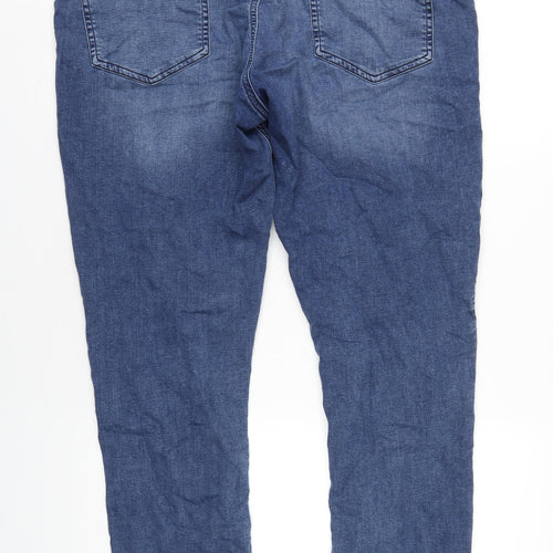 George Mens Blue Cotton Straight Jeans Size 42 in L32 in Slim Zip