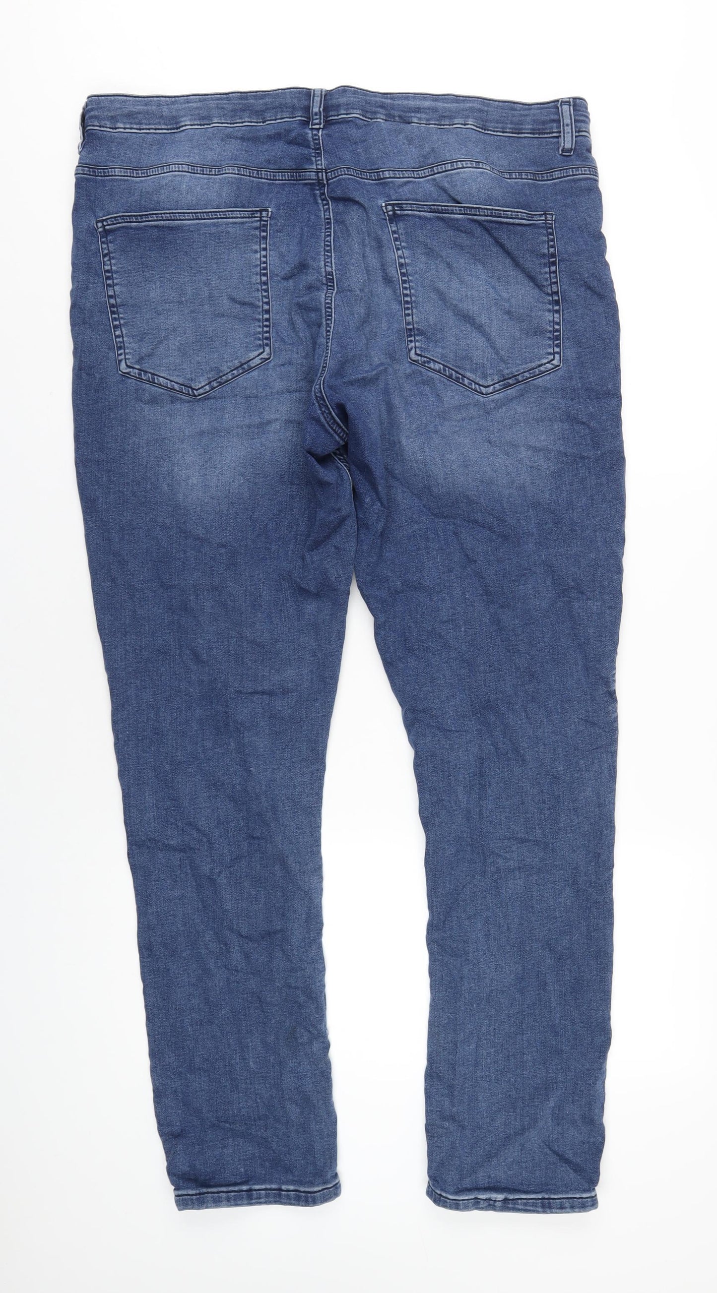 George Mens Blue Cotton Straight Jeans Size 42 in L32 in Slim Zip