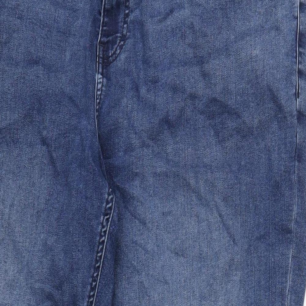 George Mens Blue Cotton Straight Jeans Size 42 in L32 in Slim Zip