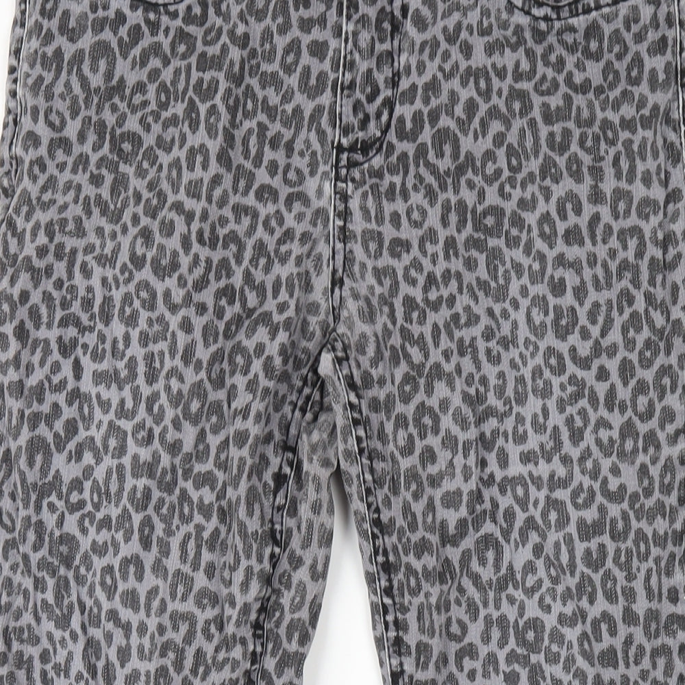 Yessica Womens Grey Animal Print Cotton Straight Jeans Size 10 L30 in Regular Zip