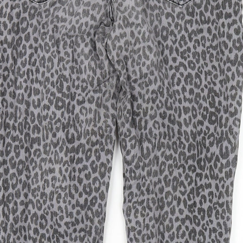 Yessica Womens Grey Animal Print Cotton Straight Jeans Size 10 L30 in Regular Zip