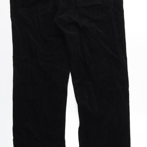 TU Mens Black Cotton Trousers Size 36 in L32 in Regular Zip