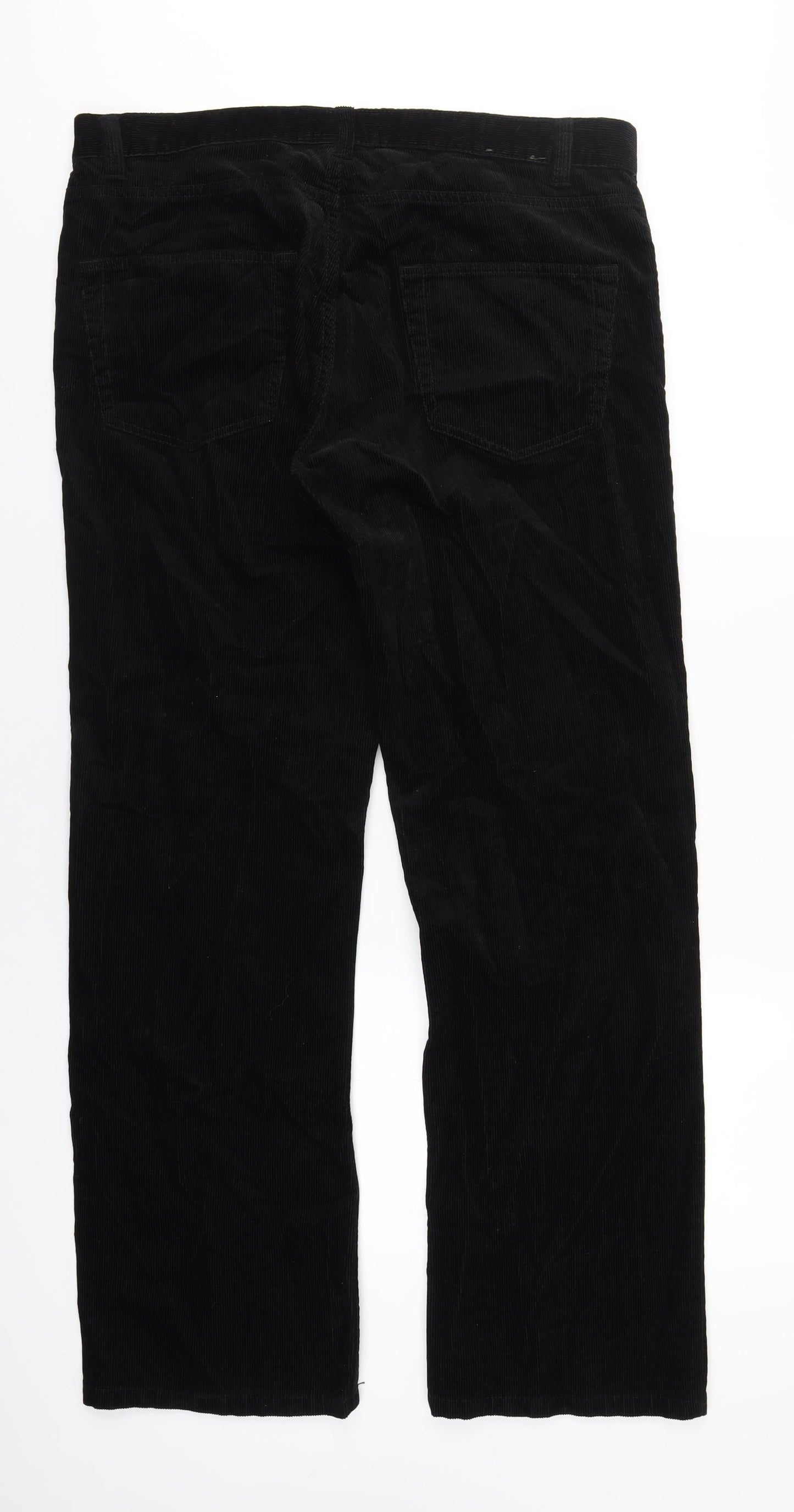 TU Mens Black Cotton Trousers Size 36 in L32 in Regular Zip