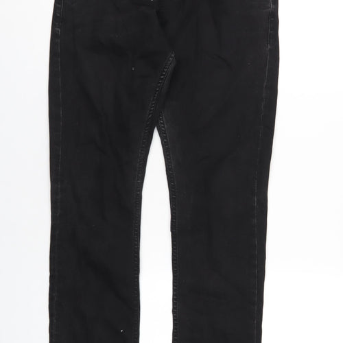 Topman Mens Black Cotton Straight Jeans Size 32 in L32 in Slim Button