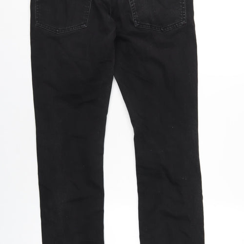 Topman Mens Black Cotton Straight Jeans Size 32 in L32 in Slim Button