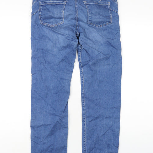 NEXT Womens Blue Cotton Straight Jeans Size 14 L30 in Slim Zip