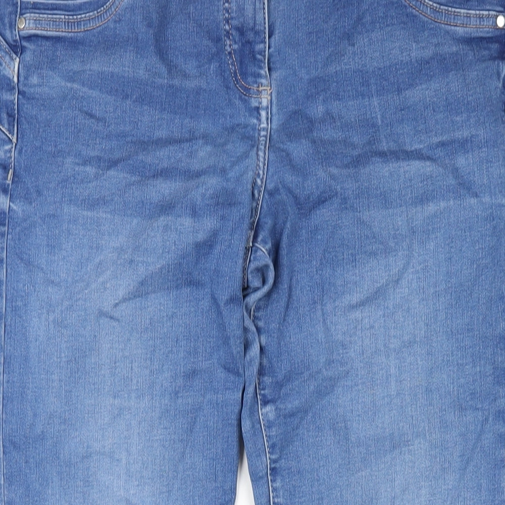 NEXT Womens Blue Cotton Straight Jeans Size 14 L30 in Slim Zip