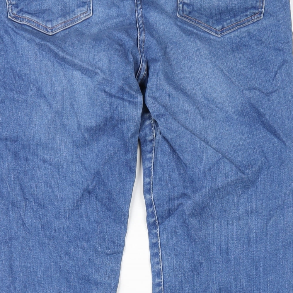 NEXT Womens Blue Cotton Straight Jeans Size 14 L30 in Slim Zip