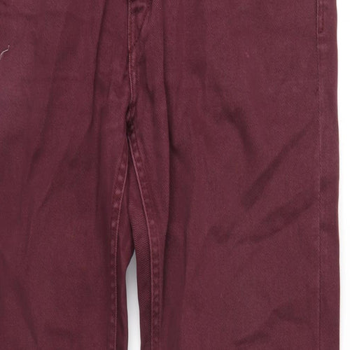 H&M Mens Red Cotton Straight Jeans Size 33 in L33 in Regular Button