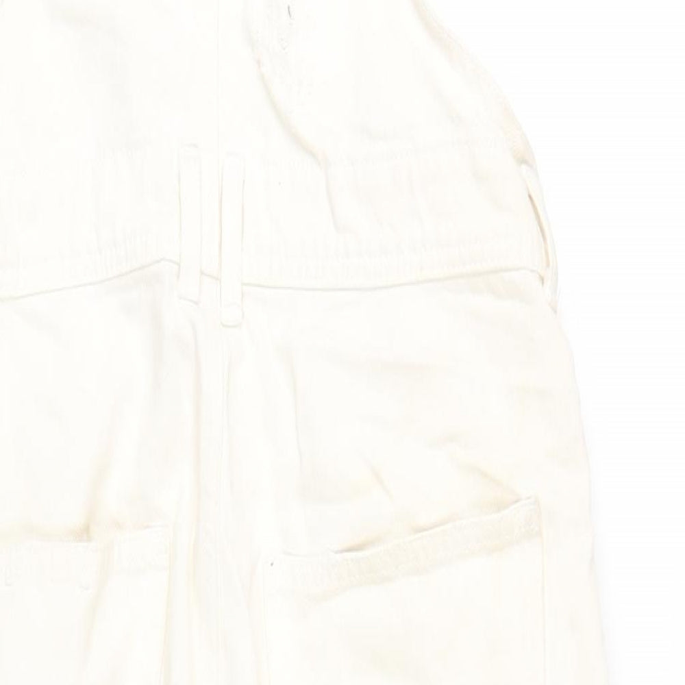 Pull&Bear Womens Ivory Cotton Dungaree One-Piece Size M L28 in Buckle