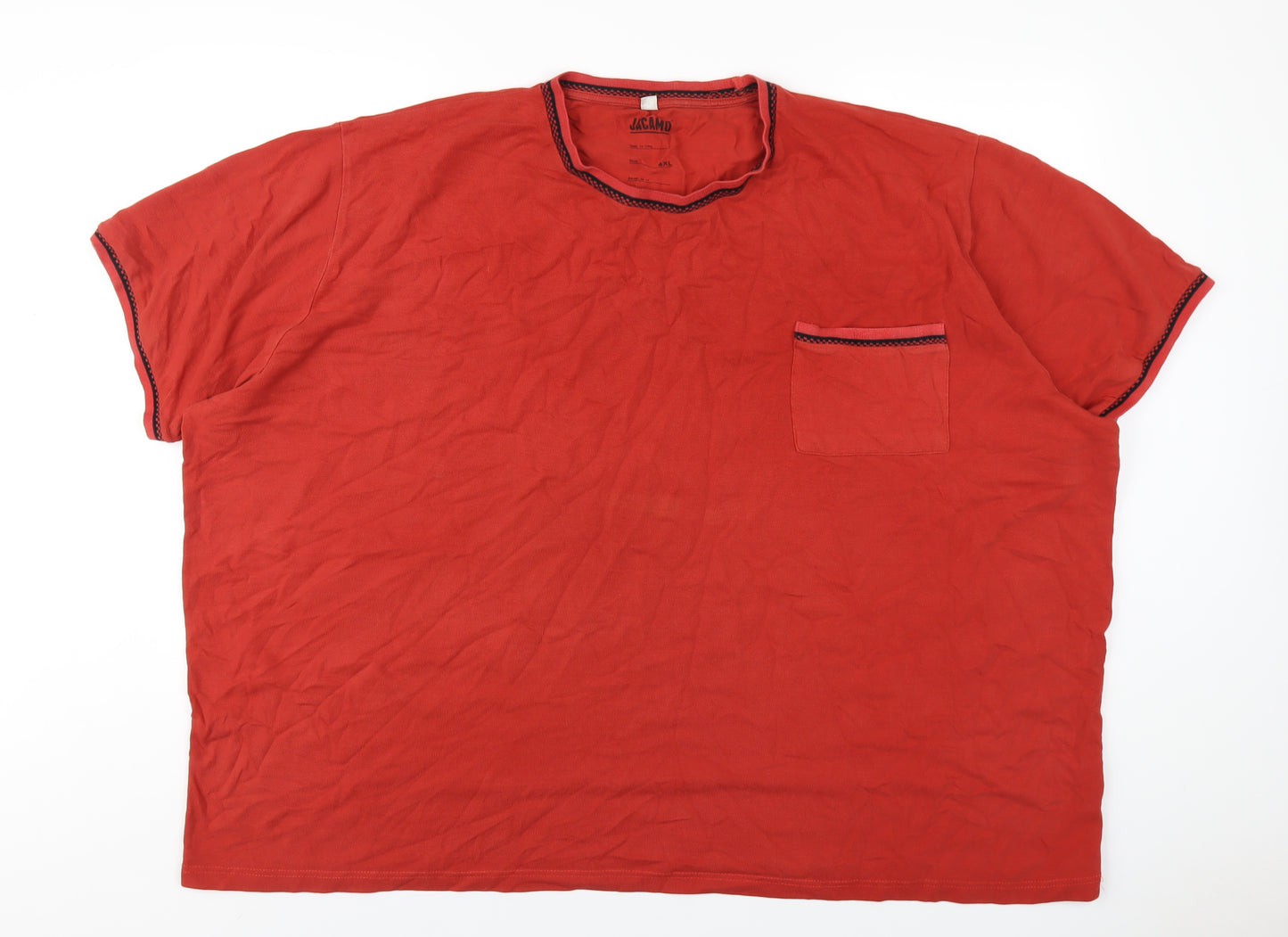 Jacamo Mens Red Cotton T-Shirt Size 4XL Round Neck
