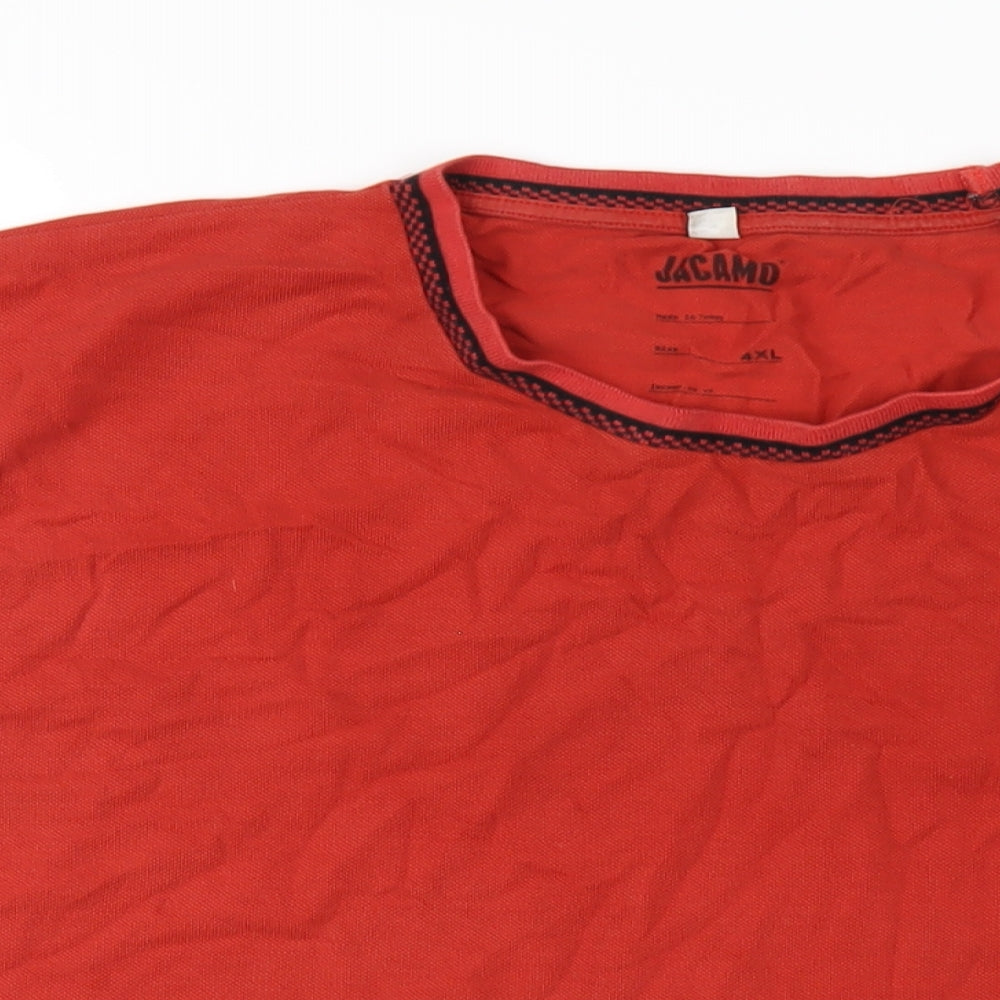 Jacamo Mens Red Cotton T-Shirt Size 4XL Round Neck