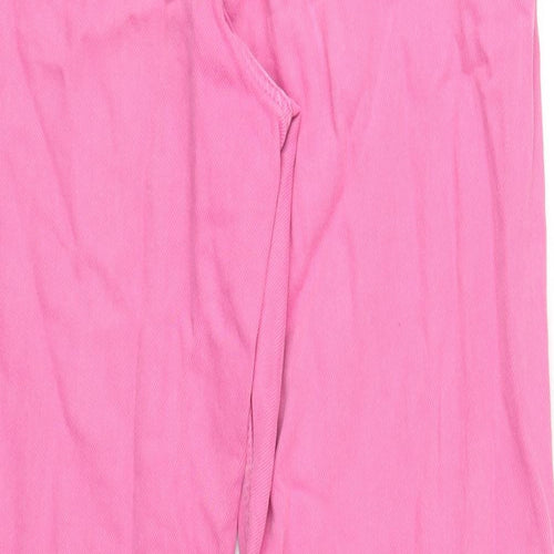 Zara Womens Pink Cotton Straight Jeans Size 14 L34 in Regular Zip