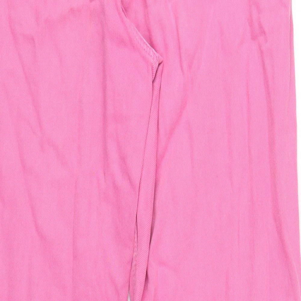 Zara Womens Pink Cotton Straight Jeans Size 14 L34 in Regular Zip