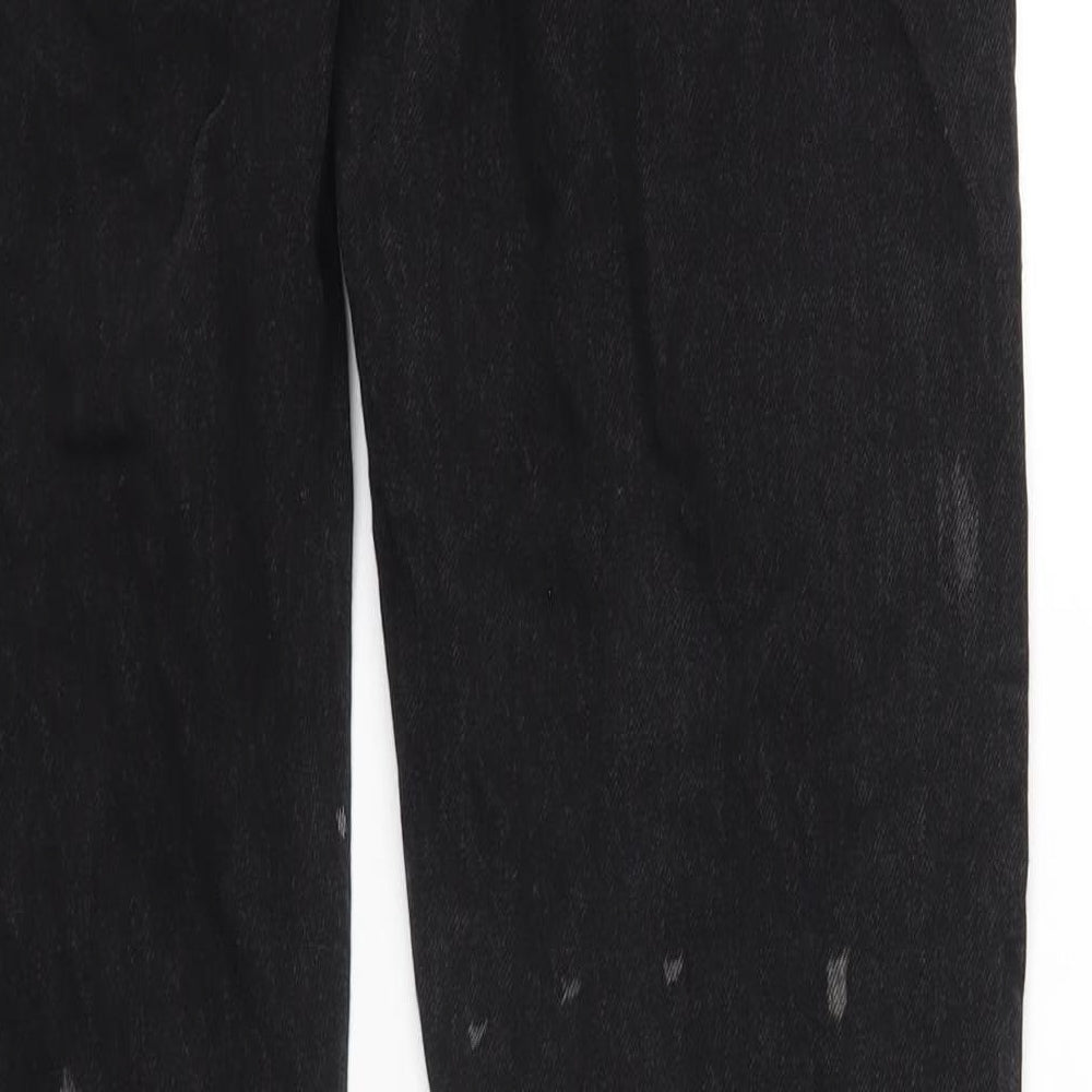 River Island Mens Black Cotton Straight Jeans Size 32 in L34 in Regular Zip