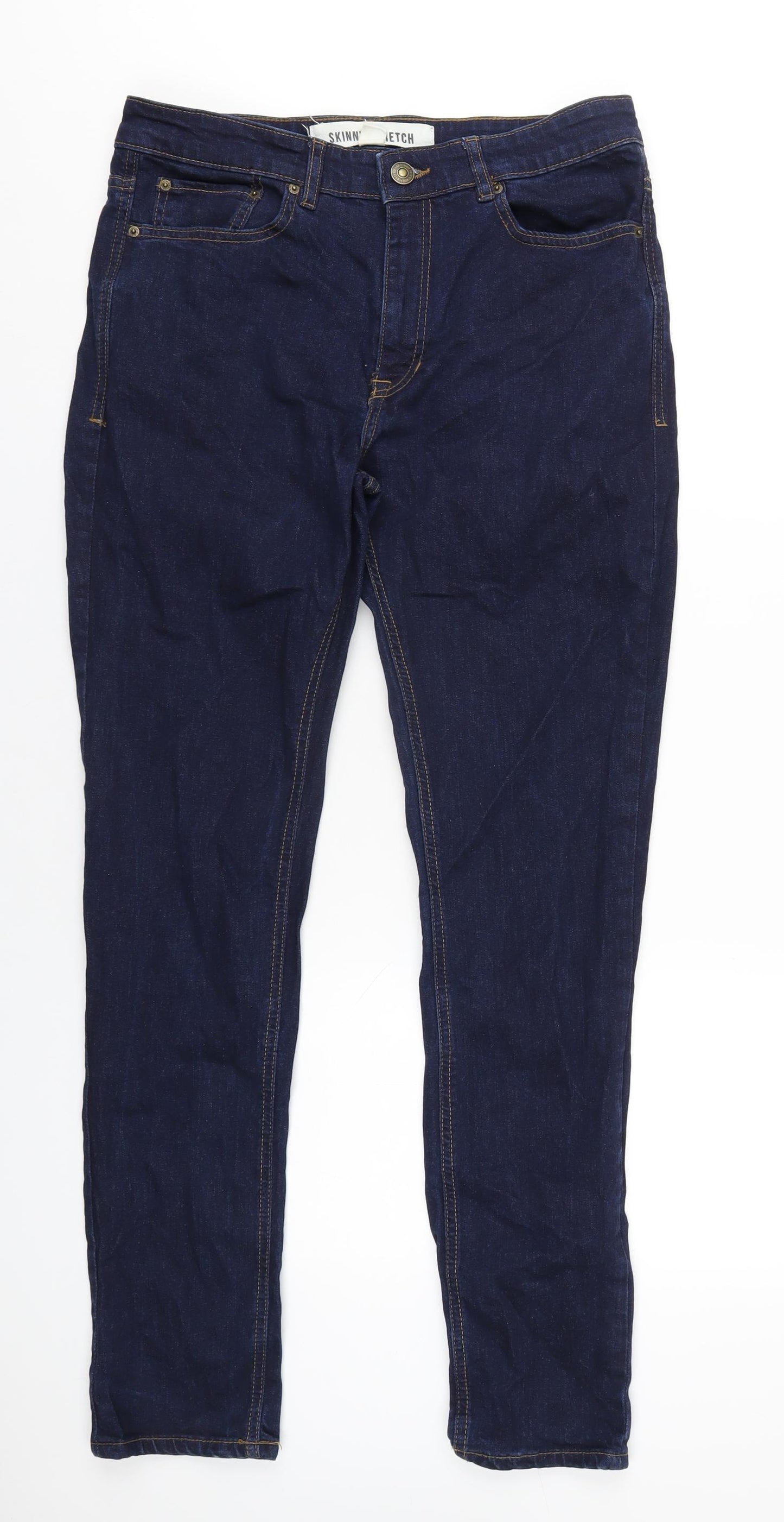 New Look Mens Blue Cotton Skinny Jeans Size 36 in L31 in Regular Zip