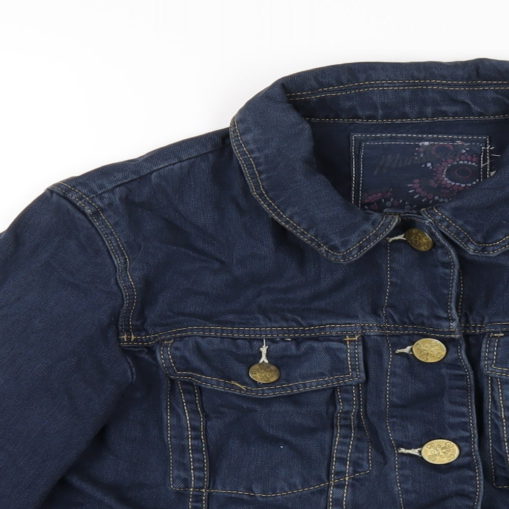 MANTARAY PRODUCTS Womens Blue Jacket Size 12 Button
