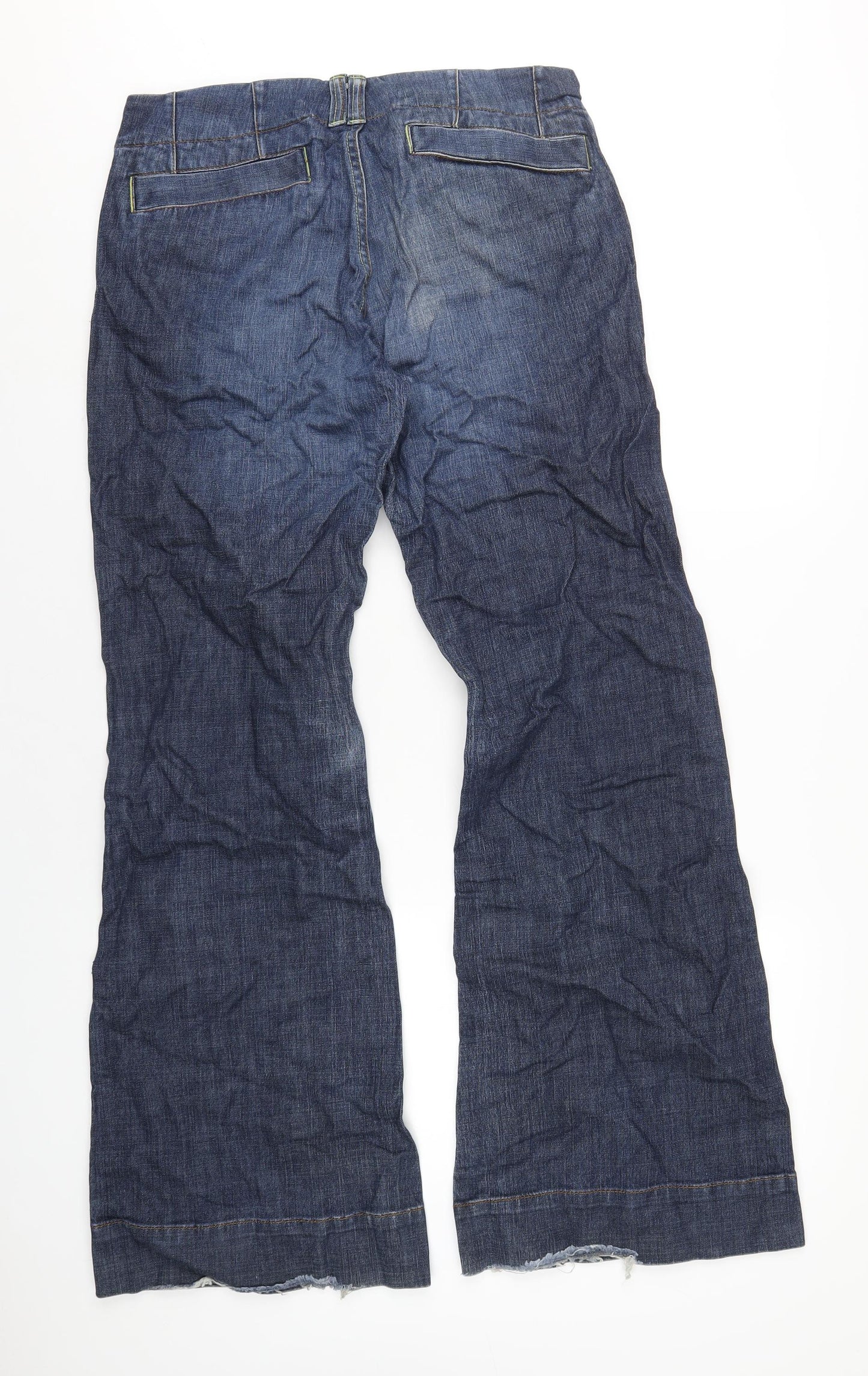 NEXT Womens Blue Cotton Flared Jeans Size 16 L32 in Regular Zip