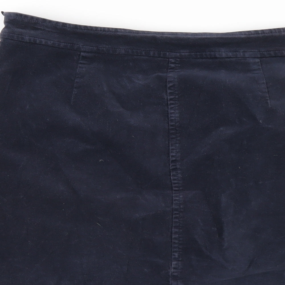 Seasalt Womens Blue Cotton A-Line Skirt Size 10 Zip