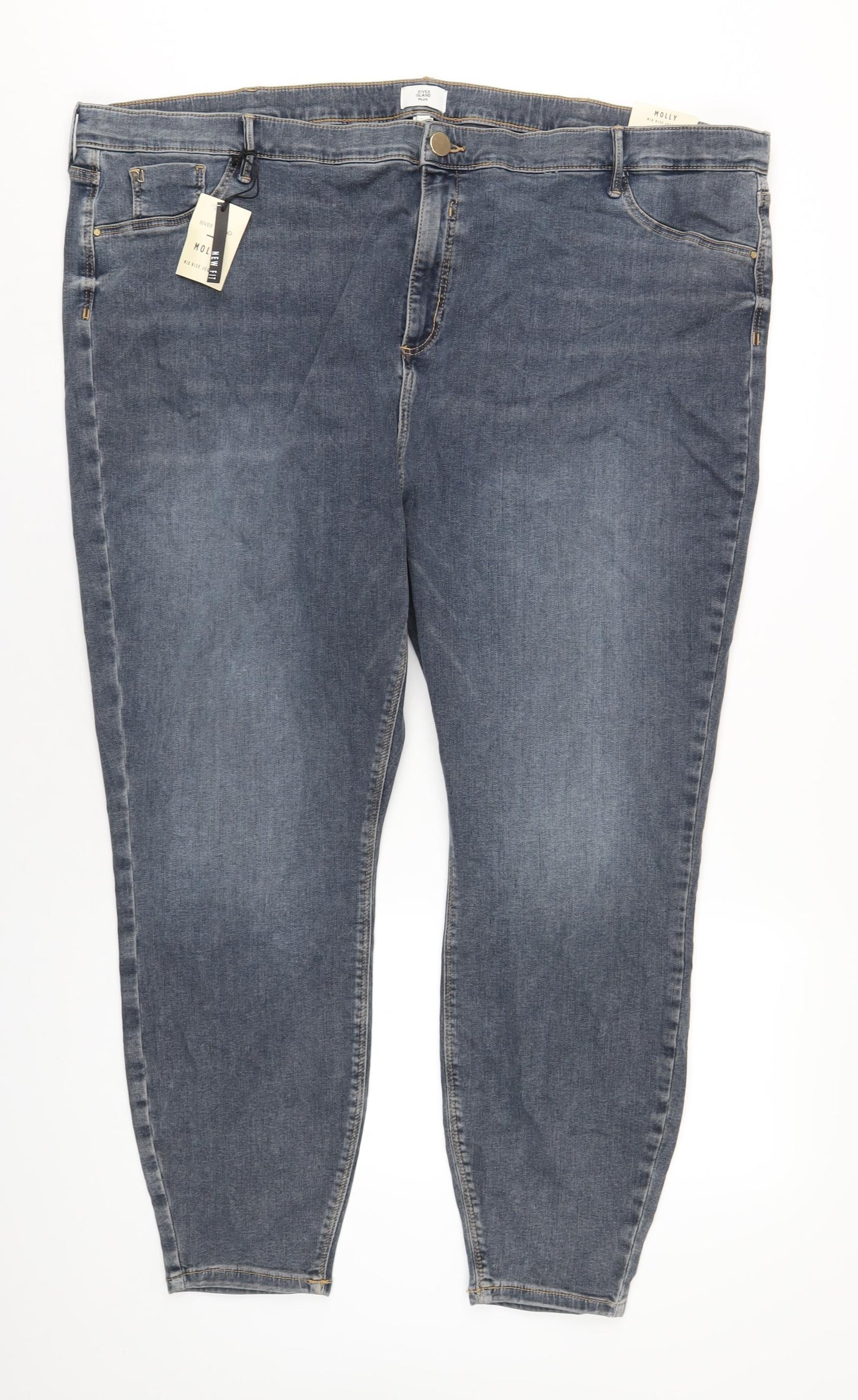 River Island Womens Blue Cotton Skinny Jeans Size 28 L27 in Regular Zip