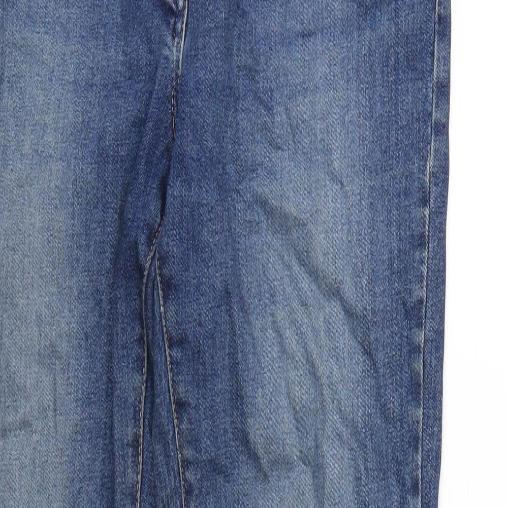 Galeries Lafayette Womens Blue Cotton Straight Jeans Size 10 L31 in Regular Button