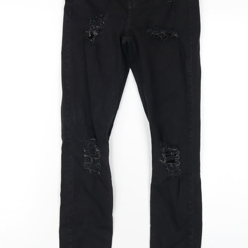 Topshop Womens Black Cotton Skinny Jeans Size 25 in L32 in Regular Zip